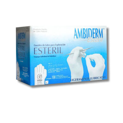 GUANTE CLÁSICO ESTÉRIL BAJO EN POLVO GRANDE. CAJA CON 100. AMBIDERM
