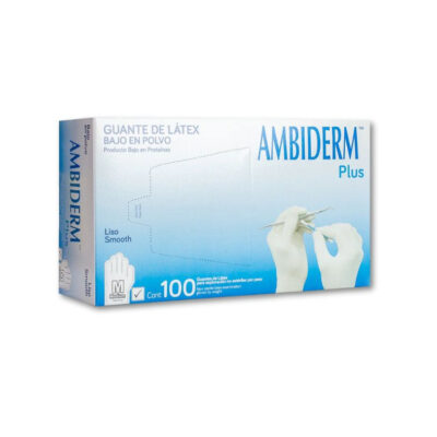 GUANTE PLUS BAJO EN POLVO MEDIANO CAJA C/100. MARCA AMBIDERM